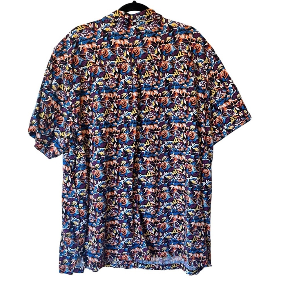 KingSize Button up shirt 3XL Big Linen blend Short sleeve Colorful floral Mens - Picture 2 of 7